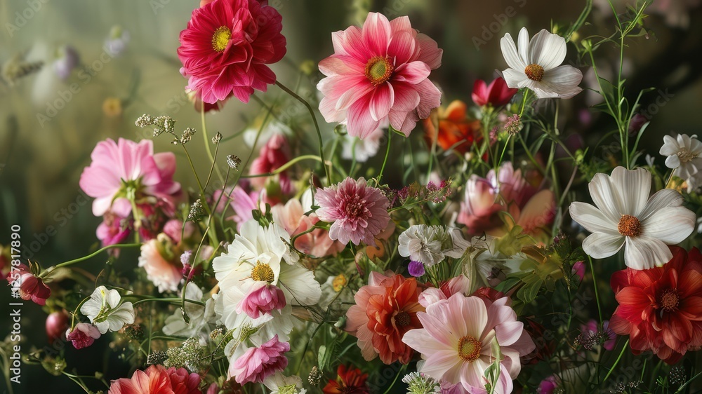 Vibrant arrangement of colorful flowers representing freshness and natural beauty, perfect for celebrations or decor Vibrant arrangement of colorful flowers representing freshness and natural beauty, perfect for celebrations or decor