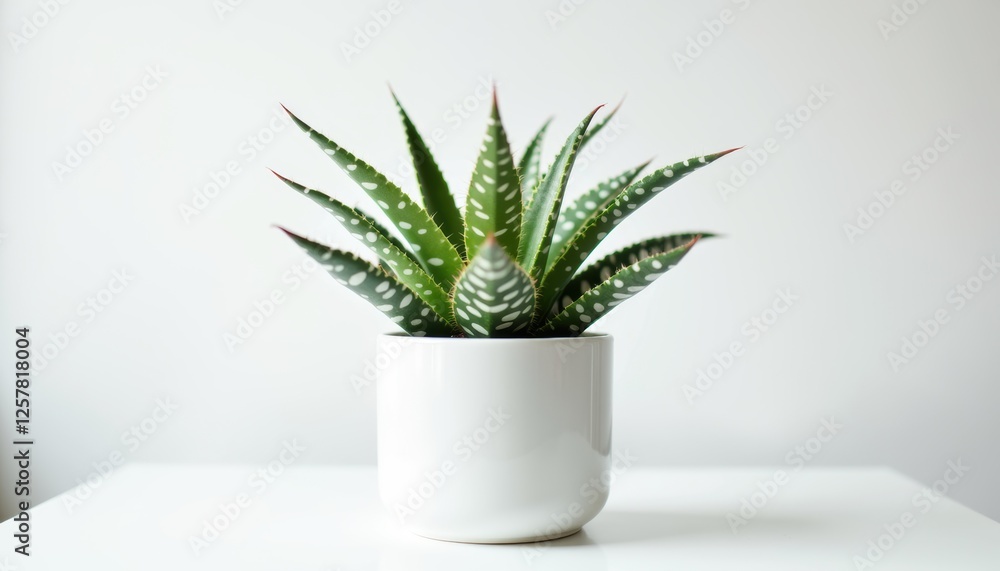 Fototapeta premium Nephrolepis exaltata in white ceramic pot against bright background
