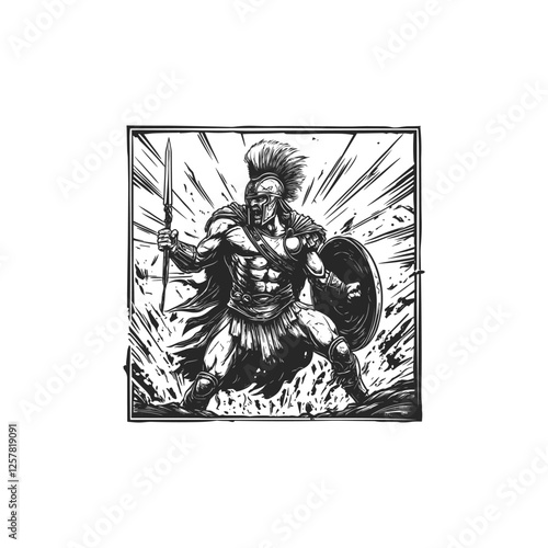 Ares god of war greek mythology design vector template logo t-shirt illustration