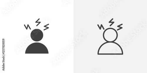 Anxiety or stress icons vectors illustrations in black fill and liner versions