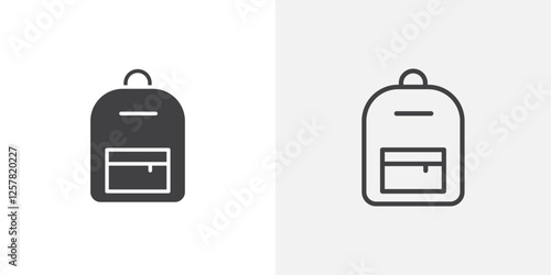 Backpack icons vectors illustrations in black fill and liner versions
