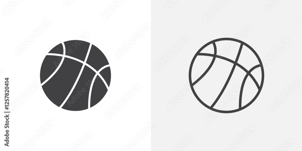 Fototapeta premium Basketball icons vectors illustrations in black fill and liner versions
