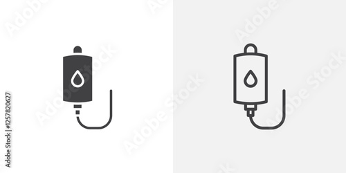 Blood transfusion icons vectors illustrations in black fill and liner versions