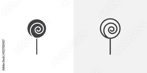 Candy icons vectors illustrations in black fill and liner versions