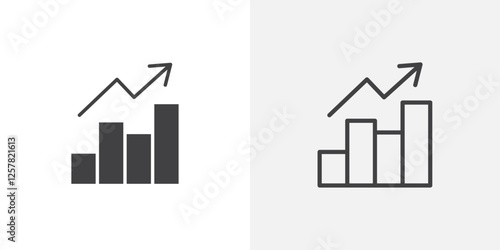 Chart histogram icons vectors illustrations in black fill and liner versions