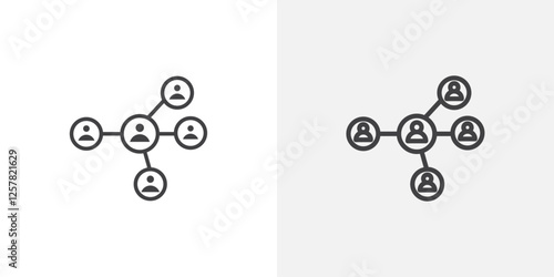 Chart network icons vectors illustrations in black fill and liner versions