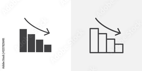 Chat arrow down icons vectors illustrations in black fill and liner versions