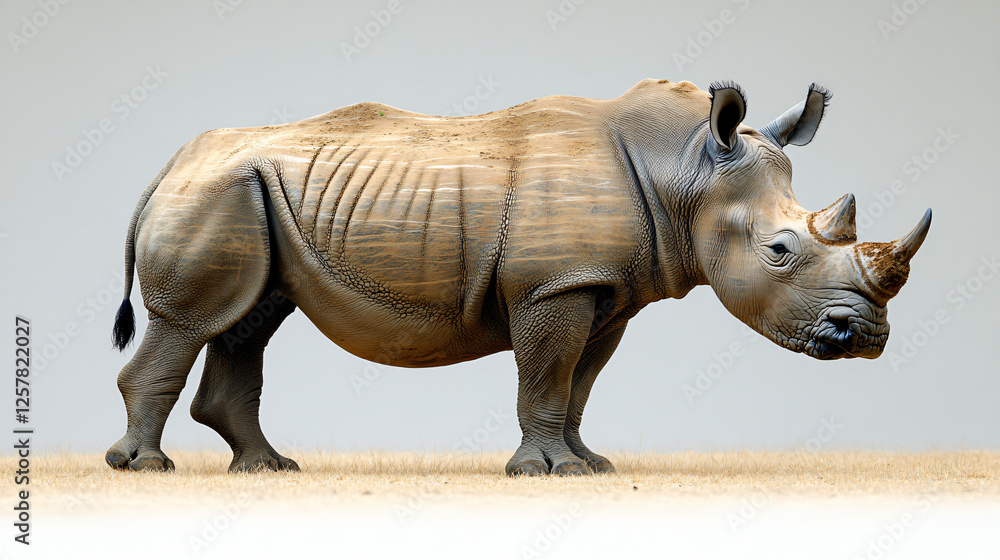 Fototapeta premium a rhino standing in a field