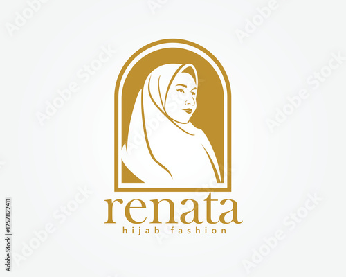 creative hijab style logo sketch of a woman wearing a hijab with an elegant logo design template