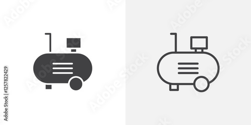 Compressor icons vectors illustrations in black fill and liner versions