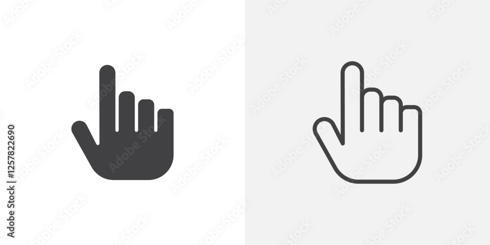 Cursor icons vectors illustrations in black fill and liner versions Cursor icons vectors illustrations in black fill and liner versions