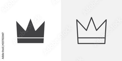 Crown icons vectors illustrations in black fill and liner versions