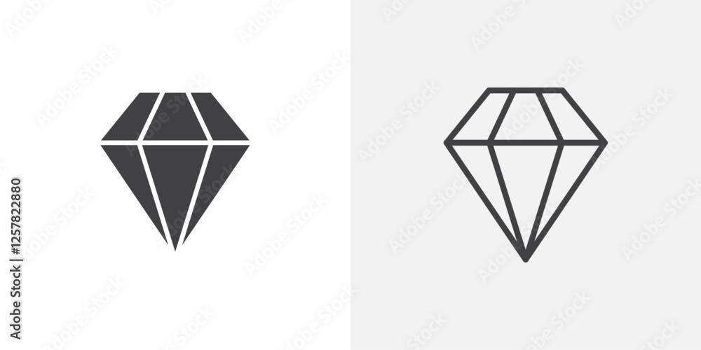 Diamond icons vectors illustrations in black fill and liner versions Diamond icons vectors illustrations in black fill and liner versions