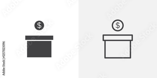 Donate icons vectors illustrations in black fill and liner versions