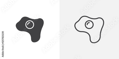 Egg fried icons vectors illustrations in black fill and liner versions
