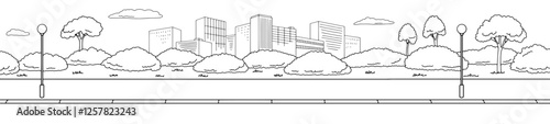 Street road graphic black white city long landscape sketch illustration vector 