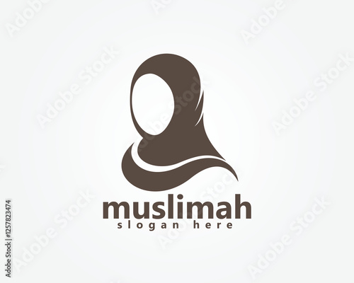 creative hijab style logo image of a woman wearing a hijab logo design template