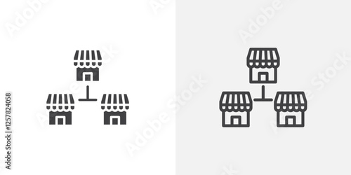 Franchise icons vectors illustrations in black fill and liner versions