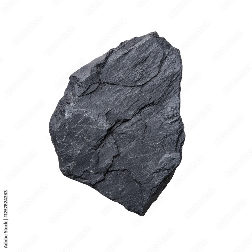 Dark slate rock, rough texture on a white isolated background Dark slate rock, rough texture on a white isolated background