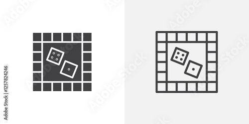 Game board icons vectors illustrations in black fill and liner versions