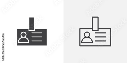 Id badge icons vectors illustrations in black fill and liner versions