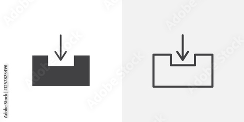 Inbox icons vectors illustrations in black fill and liner versions