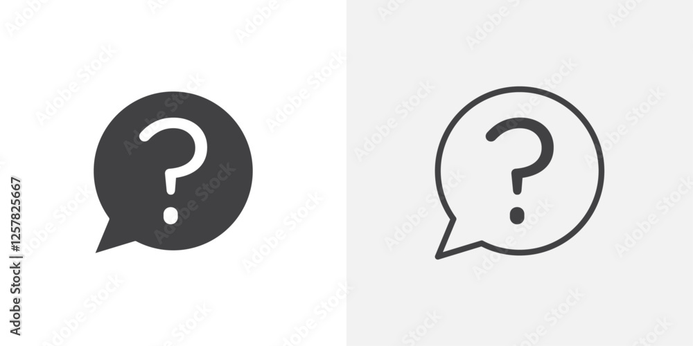 Interrogation icons vectors illustrations in black fill and liner versions Interrogation icons vectors illustrations in black fill and liner versions
