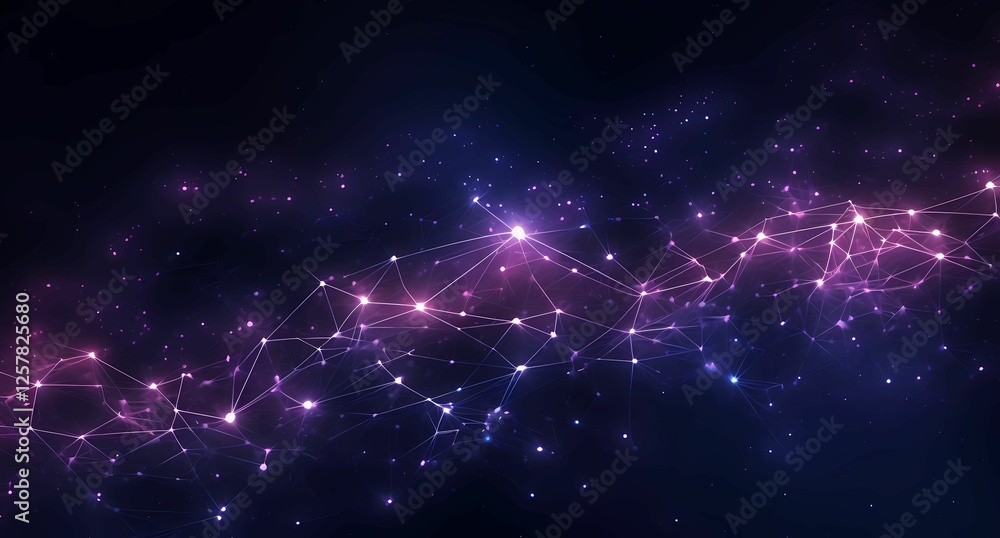 Fototapeta premium Abstract background with purple glowing particles