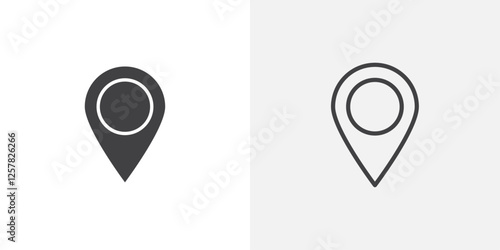 Marker icons vectors illustrations in black fill and liner versions