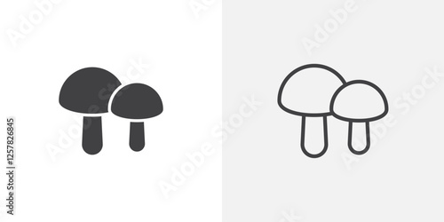 Mushroom icons vectors illustrations in black fill and liner versions