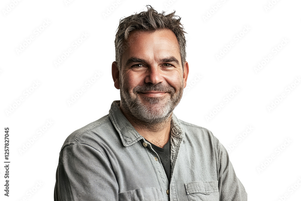 Smiling man in casual shirt isolated on white or transparent, PNG Smiling man in casual shirt isolated on white or transparent, PNG