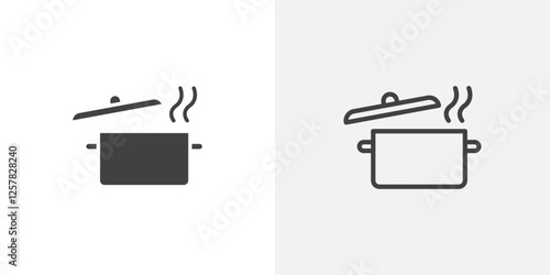 Pot icons vectors illustrations in black fill and liner versions