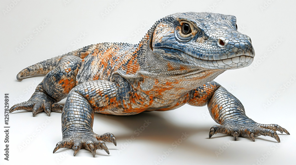 Obraz premium a lizard with orange and blue stripes