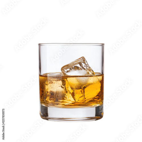 Wallpaper Mural Whiskey on the rocks in a clear glass against a white isolated background. Torontodigital.ca