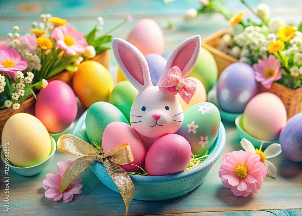 Obraz premium Bunny Eggs in Vibrant Pastel Hues