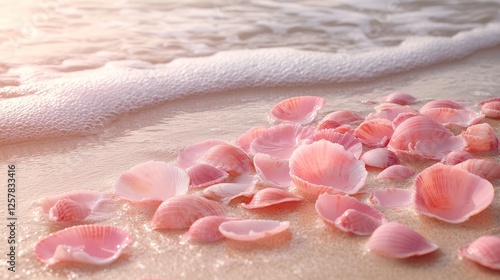 Delicate Pink Shells on a Dreamy Beach