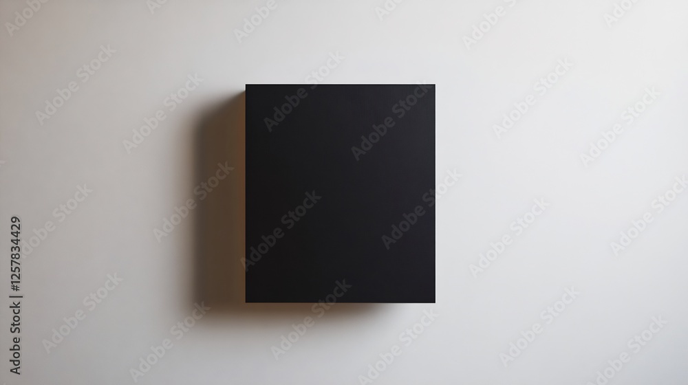Dark rectangular box subtly casts shadow against a bright wall. AI Generated Dark rectangular box subtly casts shadow against a bright wall. AI Generated
