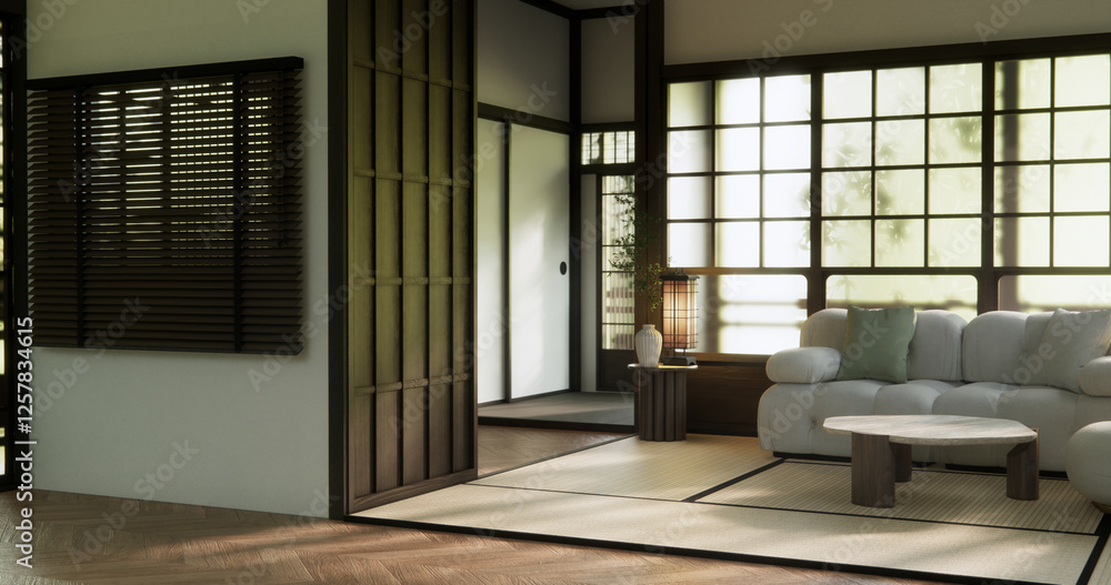Obraz premium mock up, Japanese empty room tatami mat Designing the most beautiful.