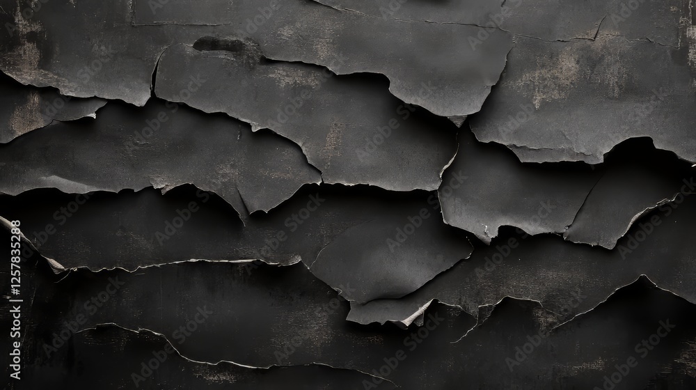 Obraz premium Peeling black paint on a distressed surface