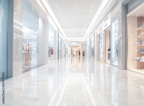 Wallpaper Mural Blurred background of a fashion store with a bokeh effect, a blurred shopping mall interior in a light and white color tone. Torontodigital.ca