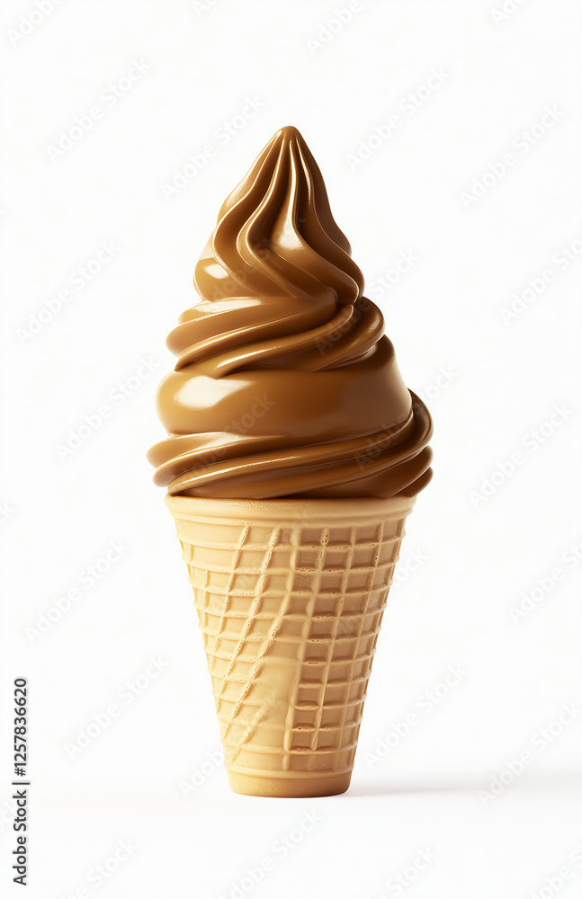 An ultra-realistic vector illustration of a single ice cream cone with two perfect spirals of chocolate soft-serve, isolated on a white background, high resolution, high quality, high detail, An ultra-realistic vector illustration of a single ice cream cone with two perfect spirals of chocolate soft-serve, isolated on a white background, high resolution, high quality, high detail,