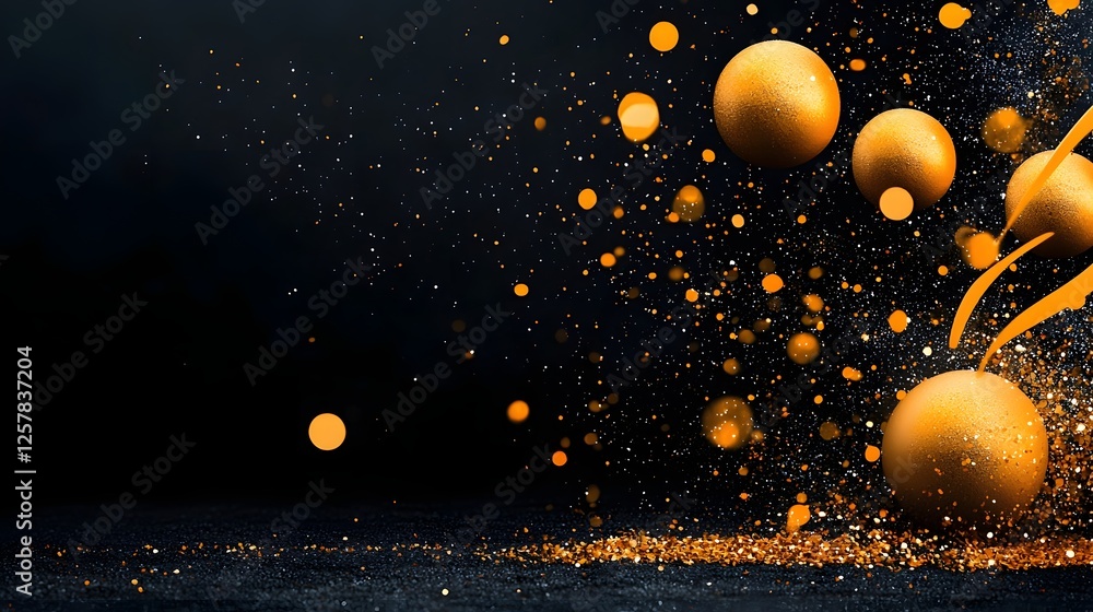 Fototapeta premium Luxurious black and gold backdrop with mesmerizing sparkling light effects creating an elegant and glamorous atmosphere This abstract digital features a rich