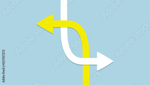 Two arrows cross each other and go in opposite directions. One arrow points to the left and the other to the right.