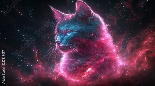 Cosmic Cat Nebula Portrait, Space, Fantasy Art