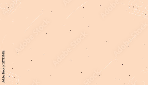 Diagonal lines and small dots on a peach-colored background. Vector patterns, random pattern