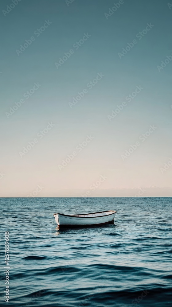 Fototapeta premium Serene Seascape with a Solitary Boat
