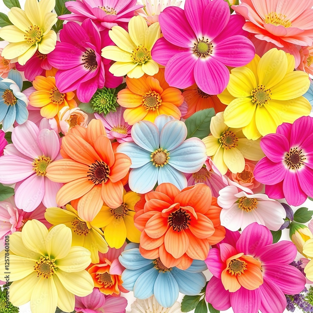 Fototapeta premium Floral Symphony in Pastel: A Tapestry of Summer Colors