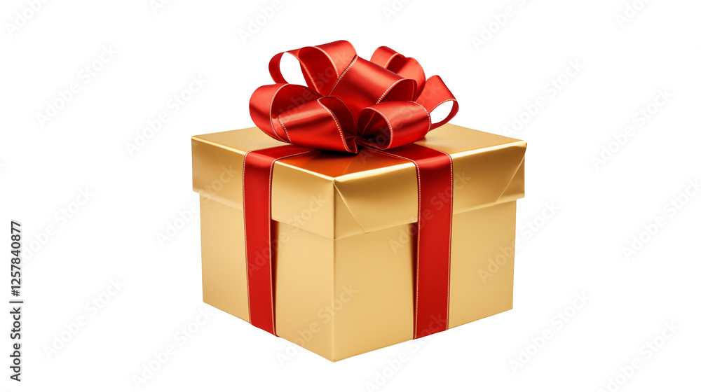 Elegant Gold Gift Box with Red Ribbon for Festive Occasions Holiday Presentations and Luxury Branding Designs Elegant Gold Gift Box with Red Ribbon for Festive Occasions Holiday Presentations and Luxury Branding Designs