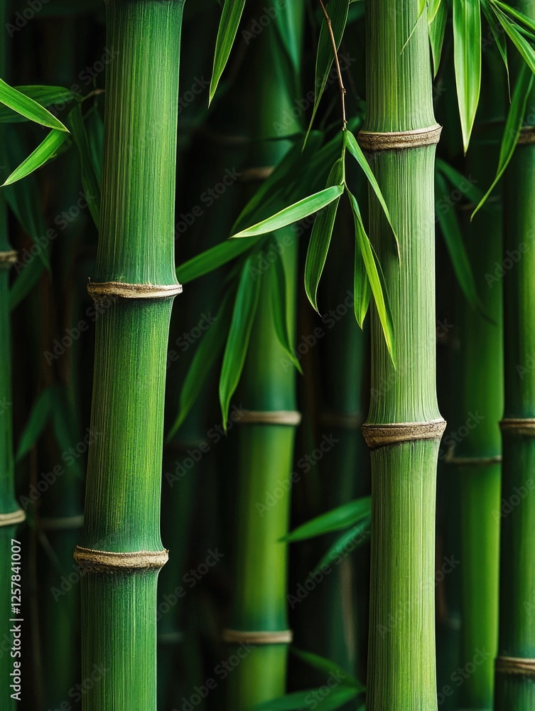 Obraz premium Closeup of green bamboo in field.