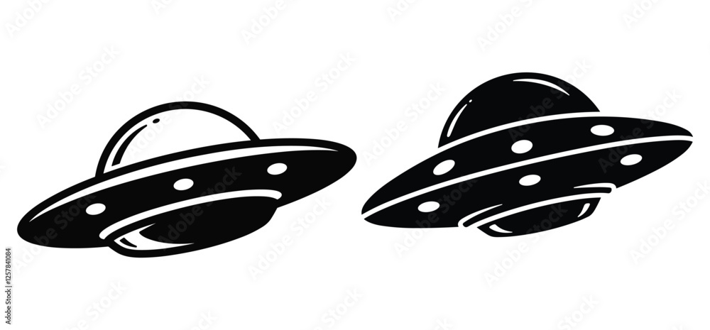 Fototapeta premium A Space UFO vector and silhouette on a white background